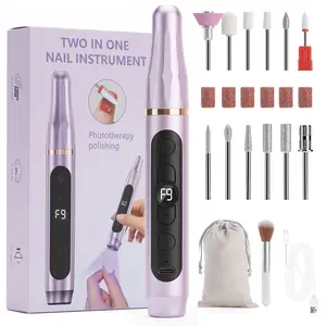 9-Speed ​​Professional Electric Nail Drill ️ Cordless, Rechargeable Electric Nail Pen (Built-in UV Curing Light) — Includes 12 Interchangeable Grinding Bits — The Ultimate Essential Tool for DIY Manicures & Pedicures