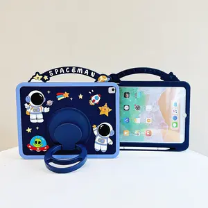 Cartoon Star Astronaut Handle Anti-Drop Full Edge Silicone Soft Case Tablet Protective Cover iPad Protection Cover, 360 Rotation Stand, Ipad Tablet Accessories Compatible with iPad (10th Gen) / iPad 11 A16