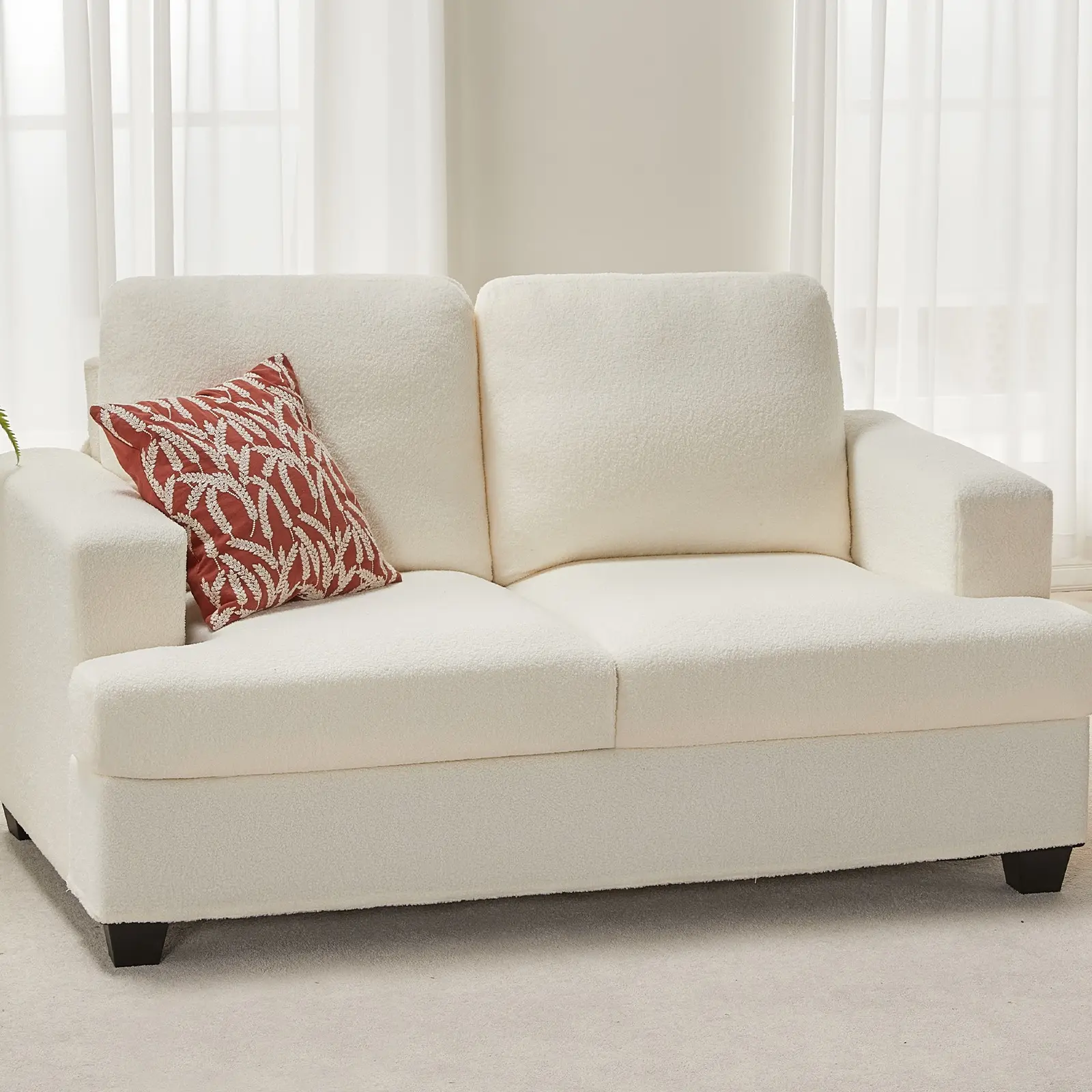Bouclé-Offwhite Loveseat