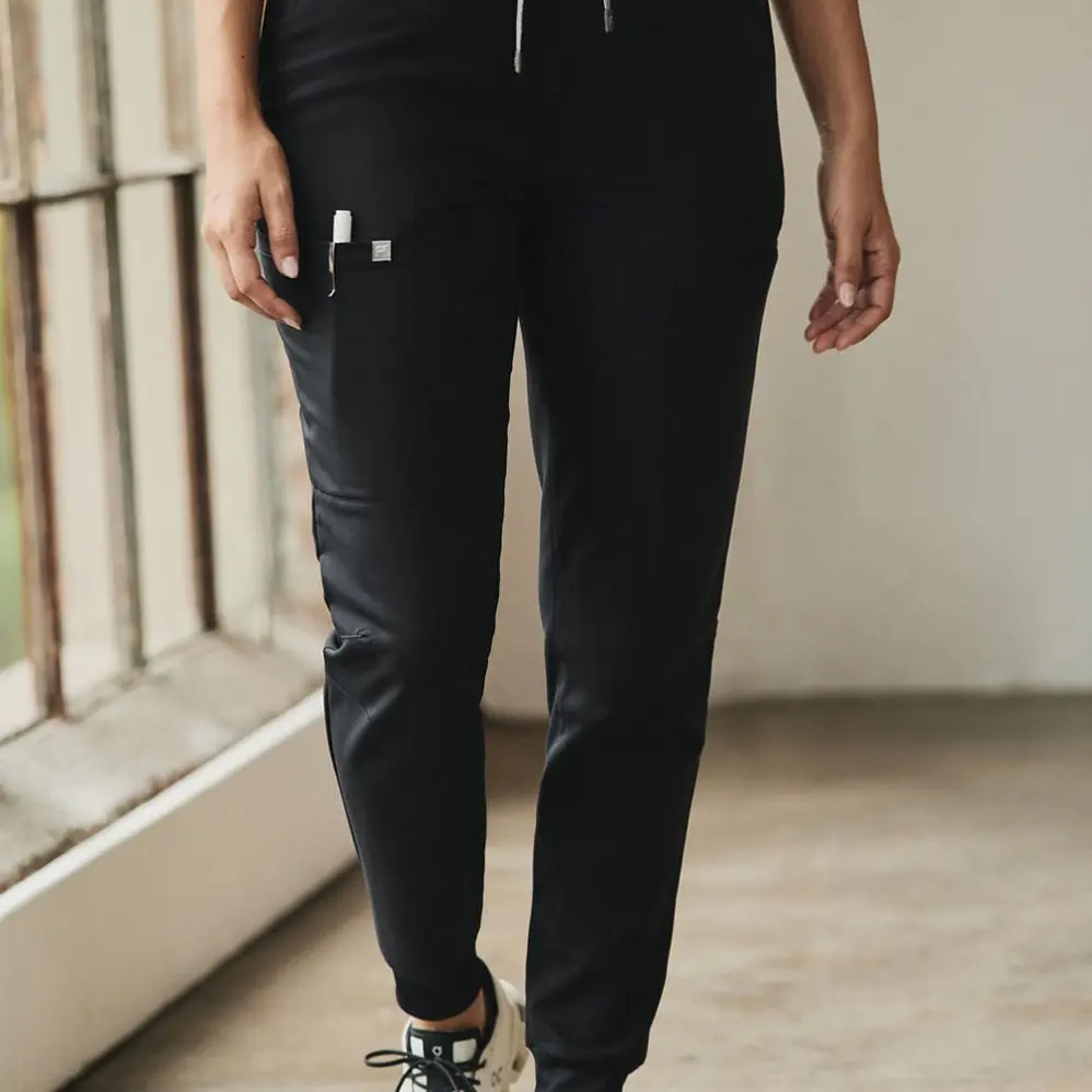 Fabletics High-Rise On-Call Scrub Jogger - Black, Onyx