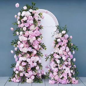 S-A7750 Angelina Floral 5D Pink Rose Green Leaves Wedding Backdrop Arch KT Board Decor Floral Arrangement