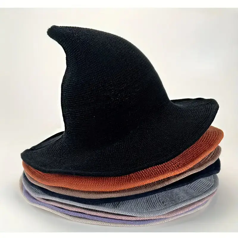 New Witch Hat Unisex Spooky Halloween Costume Cap, Knitted Wizard Hat for Men & Women, Perfect for Halloween Parties and Cosplay Events, Party Hats