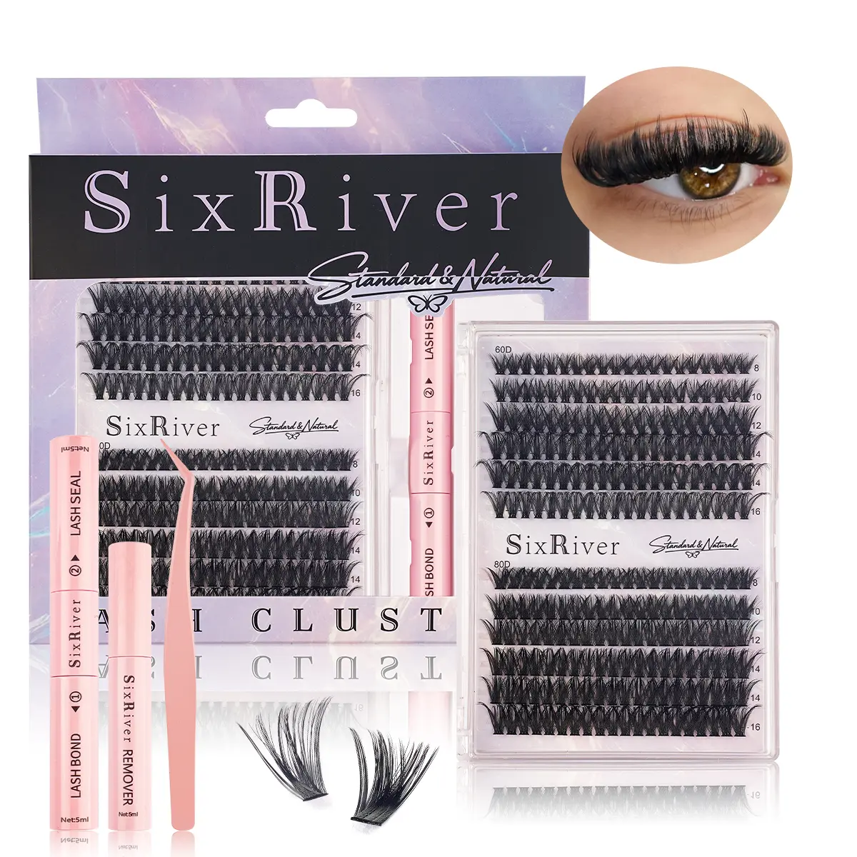 Lash Clusters Kit 60D 80D  Curl Mixed Lengths 8-16mm  DIY Lash Extension Kit Individual Cluster Eye Lashes Thick Manga Style Volume Lashes for Holiday Makeup  Fluffy Cosmetic Water Proof Salon Lightweight Gentle Daily Clear Eyelashes Clear curve false