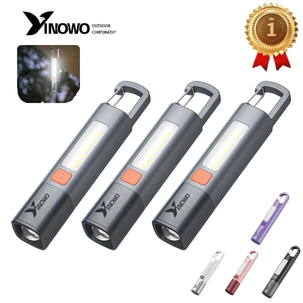Yinowo IPX5 Waterproof Rechargeable Flashlight with 110 Lumen & 6H Runtime - Type-C Charging 3 Modes Durable for Camping Fishing Emergencies