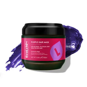ECOLCHIPRO Purple Hair Mask for Blonde Platinum Silver Hair  Sulfate Free Toner to Remove Brassiness and Yellow Tones Deep Repair for Dry Damaged Hair 18.6 fl oz (550ml)