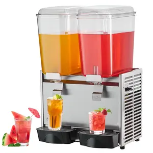 TikTokShopBlackFridayVEVOR Commercial Beverage Dispenser, 20.4 Qt 18L 2 Tanks Ice Tea Drink Machine, 590W 304 Stainless Steel Juice Dispenser with 41 ℉ -53.6 ℉   Thermostat Controller, for Cold Drink Restaurant Hotel Party