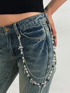 Fashion Sweet Cool Bow Spiral Star Tassel Waist Chain, Multi-Layer Metal Body Chain, Women's Accessory for Pants and Bags, Daily Wear, Music Festivals, Parties
