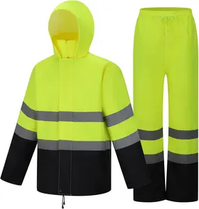 Men's Hi Vis Rain Jacket, Class 3 High Visibility Rain Gear for Men and, Waterproof Rain Suits