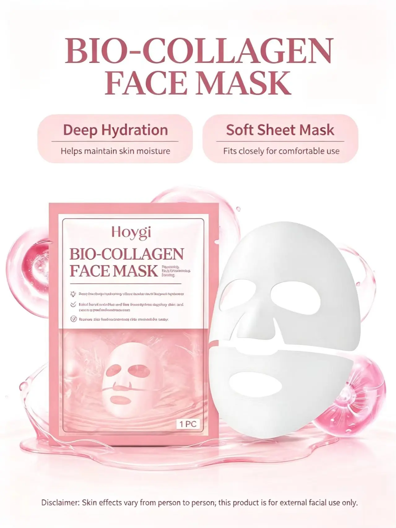 Collagen Hydrogel Facial Mask,Moisturizing Hydrating Face Mask for DailySkin Care