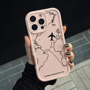Soft Case Compatible with iPhone 17 Air 16 16e 15 14 13 12 11 Pro Max Plus X XS Heart in Flight Pattern Camera Lens Protective Durable Cover Gift for