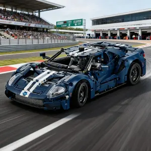 42154 Technical car With lighting Forded GT Supercar Model  Building Block Toy Vehicle Bricks Birthday Gifts