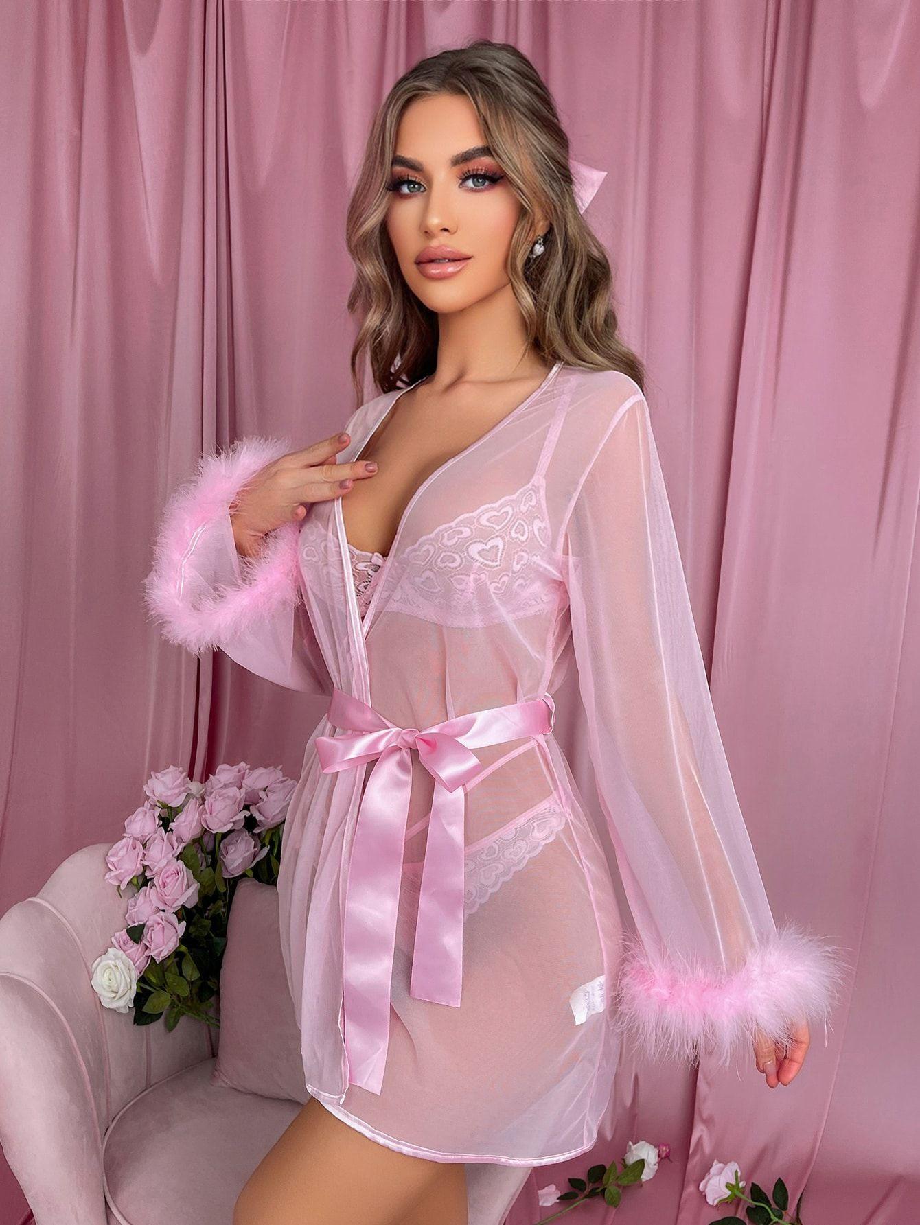Christmas outfit lace see through uniform jacket bra lingerie three piece set nightgown