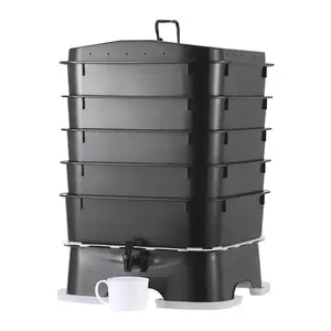 VEVOR 5-Tray Worm Composter, TikTokShopBlackFriday, 50 L Worm Compost Bin Outdoor and Indoor, Sustainable Design Worm Farm Kit, for Recycling Food Waste, Worm Castings, Worm Tea, Vermiculture and Vermicomposting