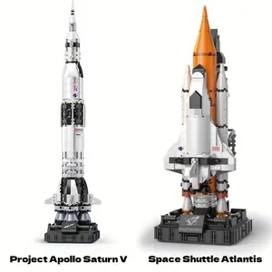 All 1229pcs - Space Exploration Rocket - Cosmic Spacecraft - Mini Building Block Toys - Project Apollo for SATURN V & Space Shuttle Atlantis Model