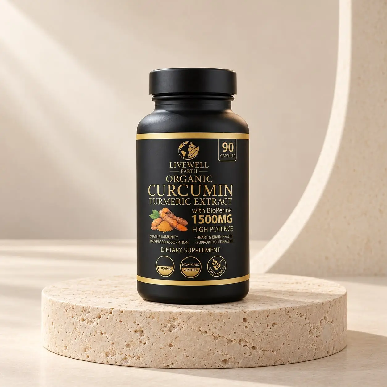Turmeric Curcumin 1500 mg with Black Pepper Extract, 90 Vegetarian Capsules