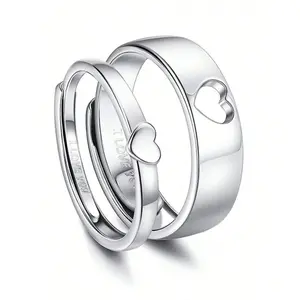 Elegant adjustable open ring set for men and women