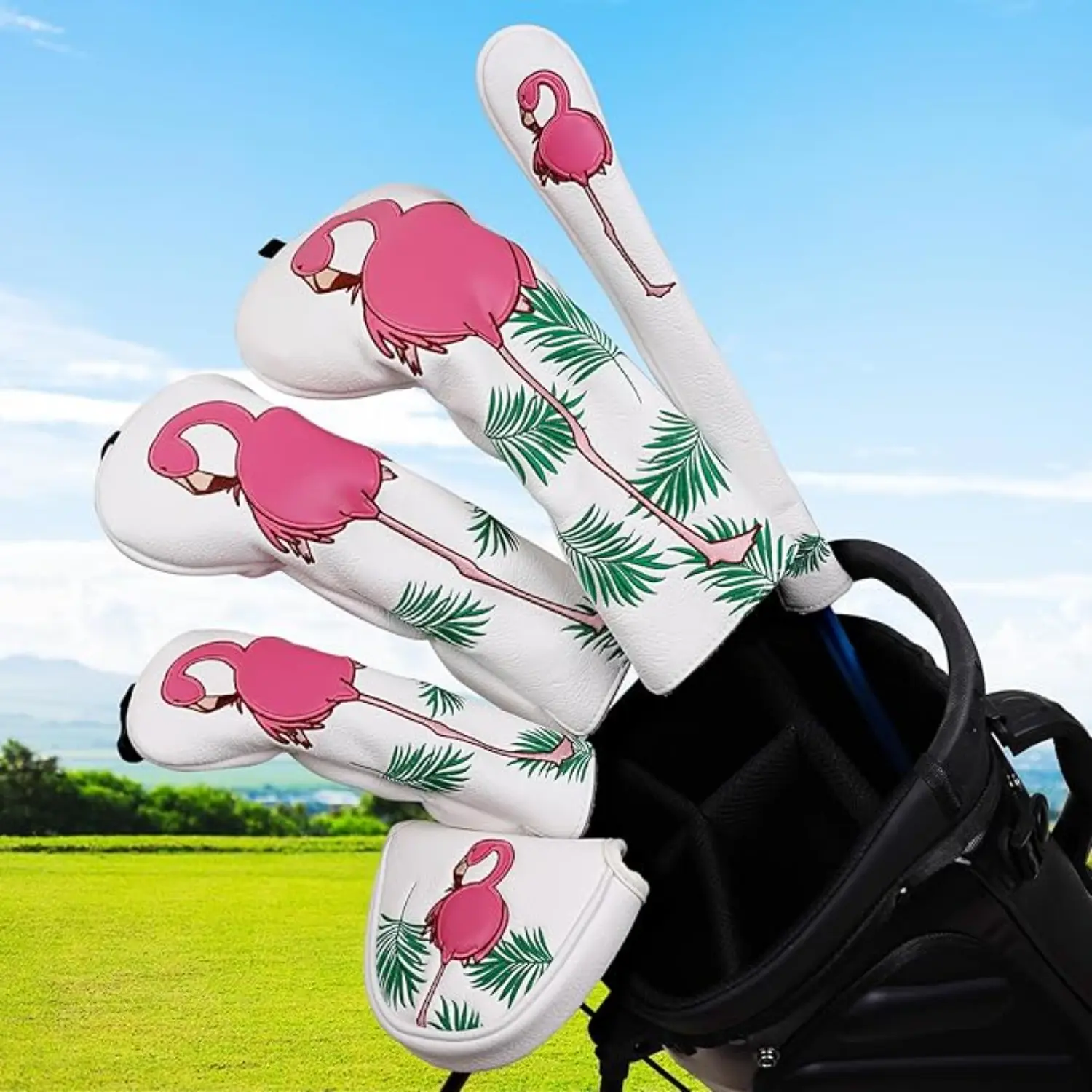 Craftsman Golf Flamingo White Golf Driver Fairway Wood Hybrid Putter Head Cover - Hybrid Putter Head Cover for Golfers