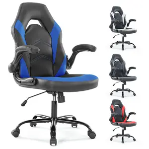 Ergonomic Gaming Desk Chair – Adjustable PU Leather Swivel Racing Chair with Flip-Up Armrests, Home Office Computer Task Chair for Adults, Teens, Men, Women, 5 Colors