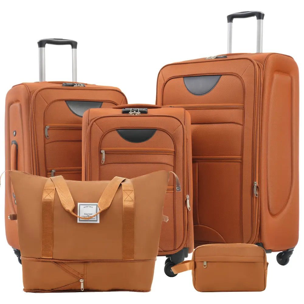 Softside Luggage 3-Piece Expandable Set, 20/24/28-Inch Suitcases with Duffel Bag, Toiletry Bag, TSA Lock, 610D Fabric, Multi-Directional Wheels Travel Bundle