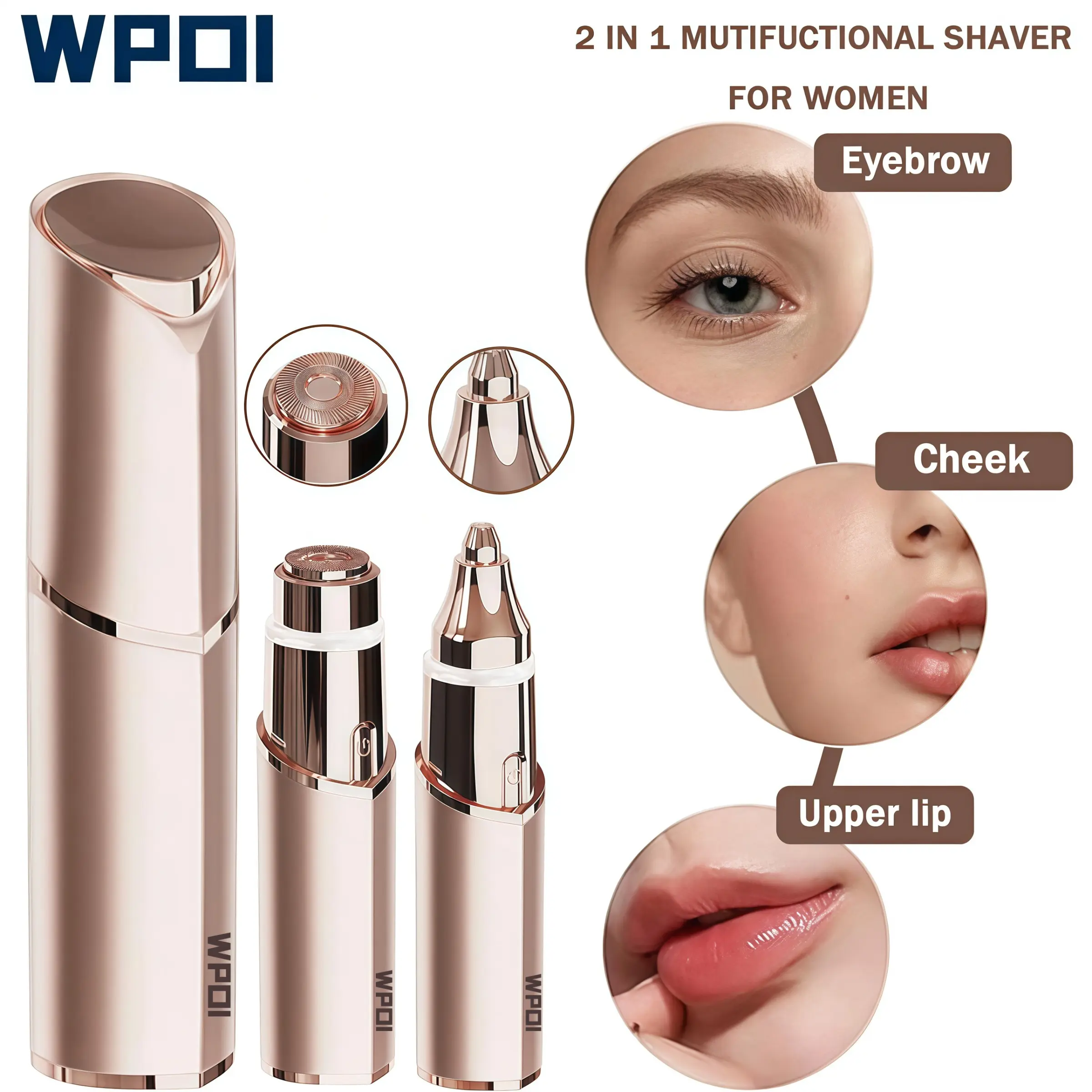 2-IN-1 Facial Hair Trimmer and Eyebrow Groomer, USB Rechargeable LED Light, Mini Portable, Ideal Gift for Mom and Girlfriend, Eyebrow Razors, Eyebrow Shaper, Eyebrow Shaping Tool