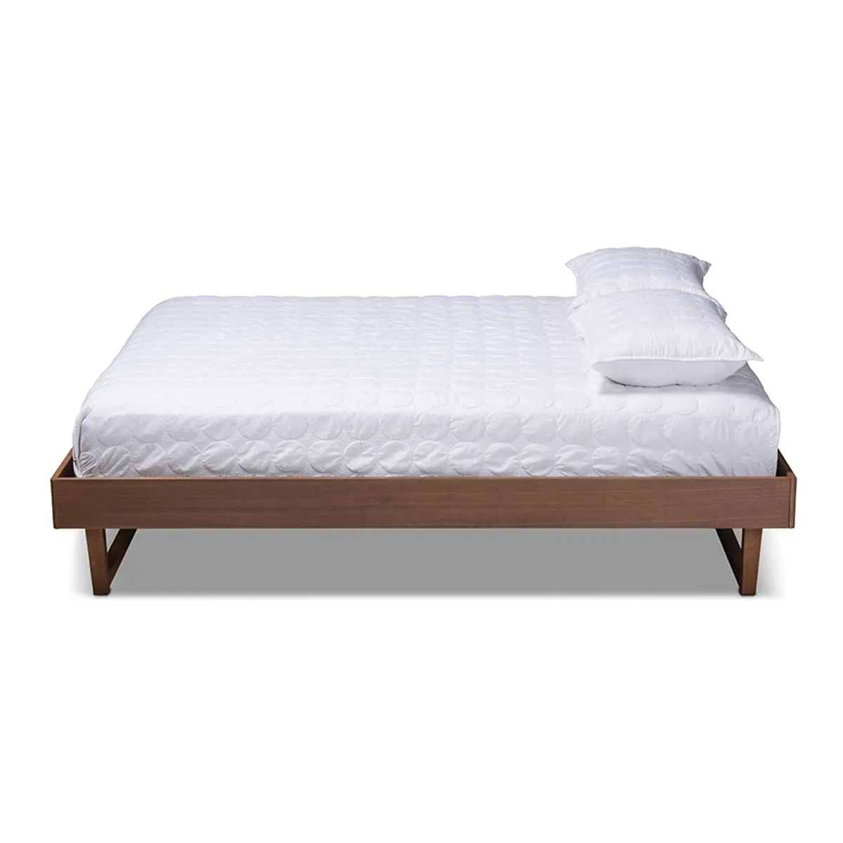 212 MAIN Queen Minimalist Platform Bed Frame (14.9" x 63.8" x 82.5"), Liliya Mid-Century Modern Ash Walnut Brown Solid Wood Bed with Natural Grain, Low Profile, No Box Spring Needed, Assembly Required, Minimalist Bed Frame