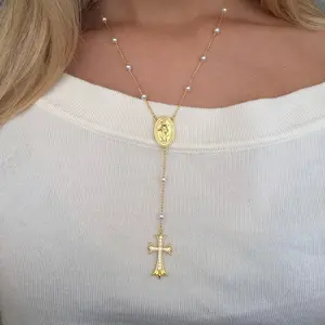 EVRY JEWELS Gold or Silver Plated Women's Hypoallergenic Sacred Glow Lariat Necklace