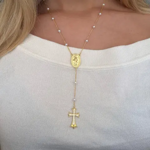 EVRY JEWELS Gold or Silver Plated Women's Hypoallergenic Sacred Glow Lariat Necklace