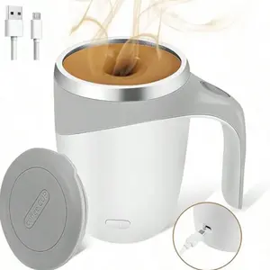 Automatic Magnetic Stirring Coffee Cup, 380ml Auto Self Stirring Coffee Mug Stainless Steel Cup Electric Smart Mug, Rotating Office Travel Mixing Cup for Hot Chocolate Cocoa Milk Latte Tea, White