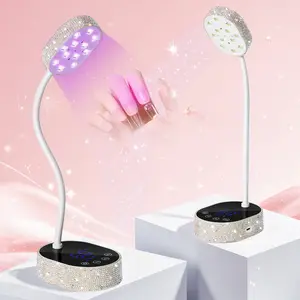36W UV LED Nail Lamp – Cordless Mini Gooseneck Nail Dryer for Gel X Nails, Portable USB Rechargeable with Auto Sensor, 4 Timers & LCD Display for Home DIY Manicure