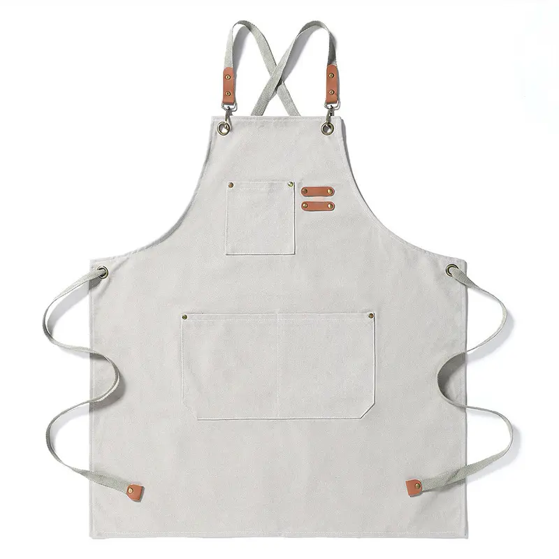 Heavy-Duty Canvas Work Apron for Men and Women with Adjustable Straps and Multiple Pockets - Solid Utility Style for Cooking & BBQ