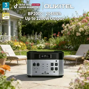 OUKITEL BP2000 2048Wh Bi-directional Battery Generator for Home Power Outage Outdoor Camping RV LiFePO4 Battery Backup Power 16KWh Expandable Capacity 2200W Output