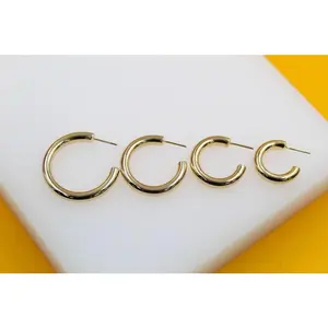 18K Gold Filled Chunky Open Hoop Earrings (K17, K16, K15, K14)