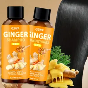 2-Piece Ginger Shampoo & Conditioner Set, Haircare Deep Cleansing Hydrating Moisturizing Smooth Hair, Contains Ginger Rosemary Ginseng Extracts, Suitable for All Hair Types