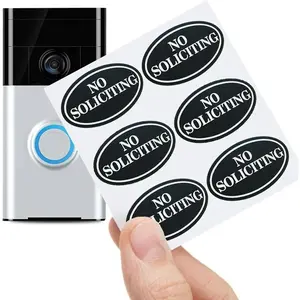 Small No Soliciting Sign for House,6 Pcs No Soliciting Sign,Weatherproof with Glow in the Dark Stickers, Size  for Video Doorbell,No  Sticker for Front