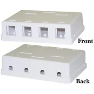 Cable Wholesale Blank Surface Mount Box for Keystones- 4 Hole- White