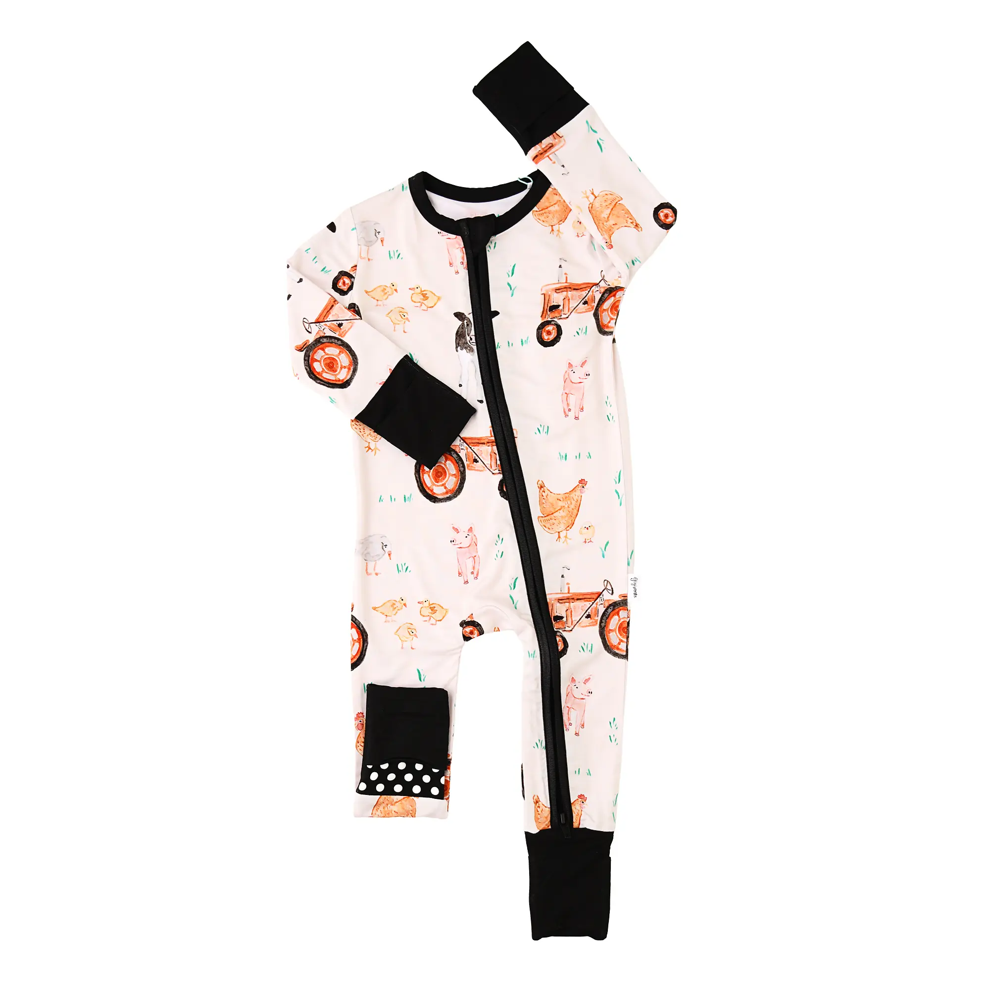 Millie Moo ZIP Super Soft Bamboo Viscose Baby Romper with 2-Way Zipper for Easy Diaper Changes & Mitten Cuffs for Comfort