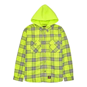 Supreme Dickies Lined Zip Up Hooded Flannel Shirt Neon Green