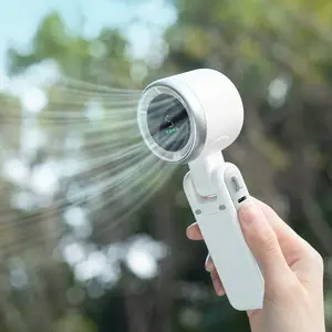 Portable Handheld Turbo Fan, 1 Count USB Rechargeable Mini Pocket Fan, 5 Speed Adjustment Digital Display Fan, Durable Personal Fan for Travel, Outdoor, Home, Office