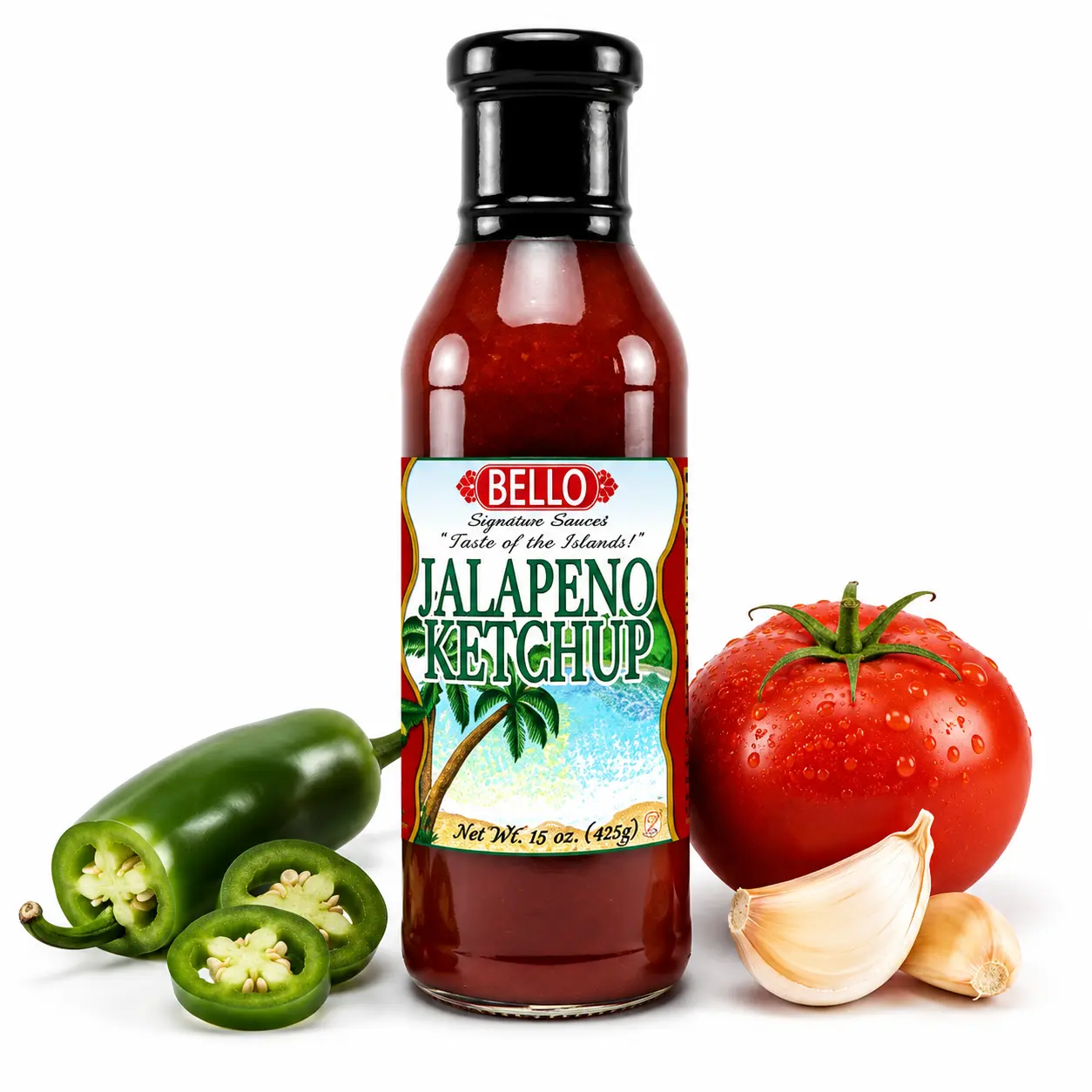 Bello Signature Jalapeño Ketchup – Premium Jalapeño Pepper Flavored Tomato Ketchup – Fresh & Spicy Condiment for Burgers, Fries, Hot Dogs, Sandwiches, Grilling, Dipping & Everyday Meals