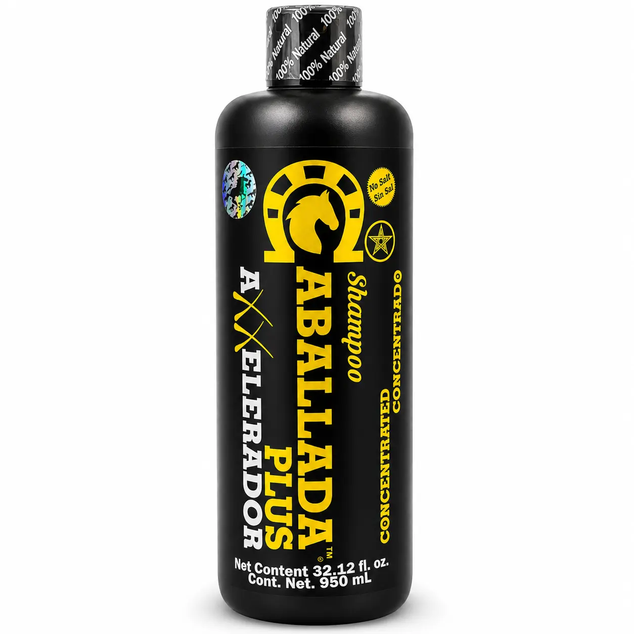 Caballada Plus Horsetail Shampoo – Cola de Caballo Plus Extra Aceleración – 32.12 fl oz (950 ml) – Sodium-Free – 67% More Concentrated – With Rosemary & Jojoba – 100% Cosmetic – Sin Sal