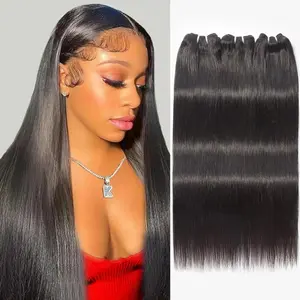 [Wequeen] Work-Ready Sleek Straight Human Hair Bundles 14"-30" Brazilian 100% Human Hair Budget Friendly Viral Hair Natural Black Color Real Hair Extensions
