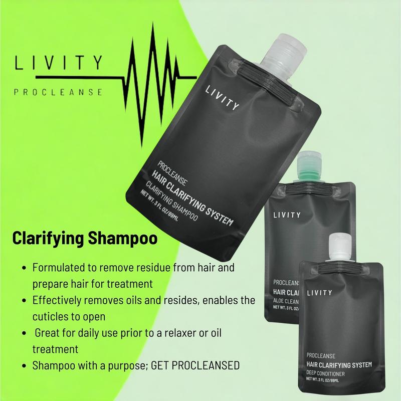 Livity Procleanse Hair Clarification System - Clarifying Shampoo, Aloe Cleanse Treatment, Deep Conditioner Cleansing - Haircare Detox - Macujo Method Replacement -