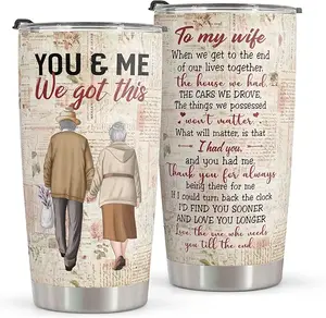 Gifts for Wife, Wife Gifts, Romatic Valentines day gifts for Her, Christmas gifts for wife, Old Couple You & Me We Got This, Stainless Steel Tumbler 20oz I Love You Her, Anniversary Presents