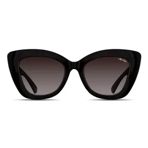 Velvet Eyewear Maya V748BK05 Frame Shiny Black Grey Fade Sunglasses Modern Trendy Fashion 100% UV Protection Cat Eye Style