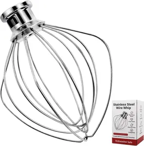 Whole Stainless Steel K45WW Whisk Attachment for KitchenAid 4.5-5 Tilt-Head Mixer, Dishwasher Safe Wire Whip for Kitchen Aid