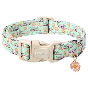 DOGWONG Adjustable Summer Dog Collar – Koala & Floral Design for Small to Large Dogs