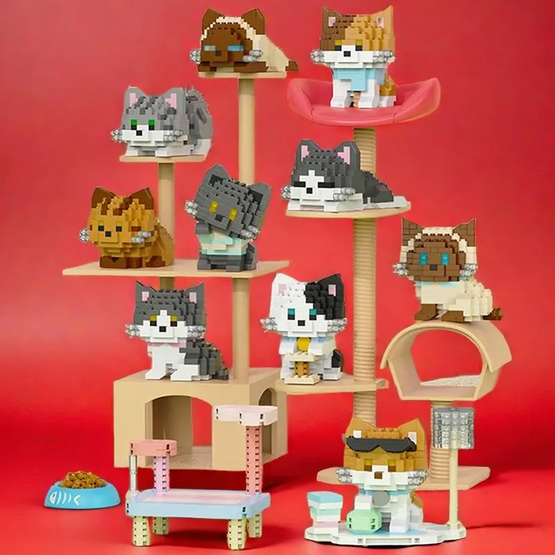Cartoon Cute Pet Cat Dog Building Blocks Microparticle Husky Assembly Toy Educational Decoration Gift for Children