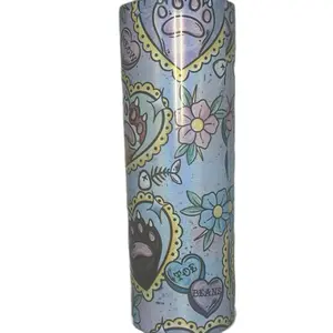 Cat Meow Toe Bean 20oz Stainless Steel Tumbler with Cat Toe Bean Design includes lid and straw