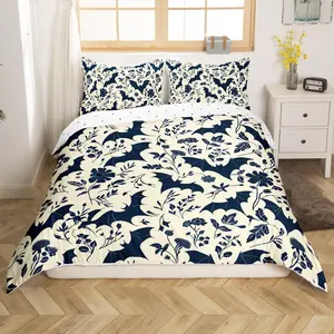 Bats Halloween Duvet Cover,Bat Bedding Set,Decoration for Boys Girls,Cartoon Gothic Spooky Comforter Cover,Halloween Bedspread Cover,No Comforter