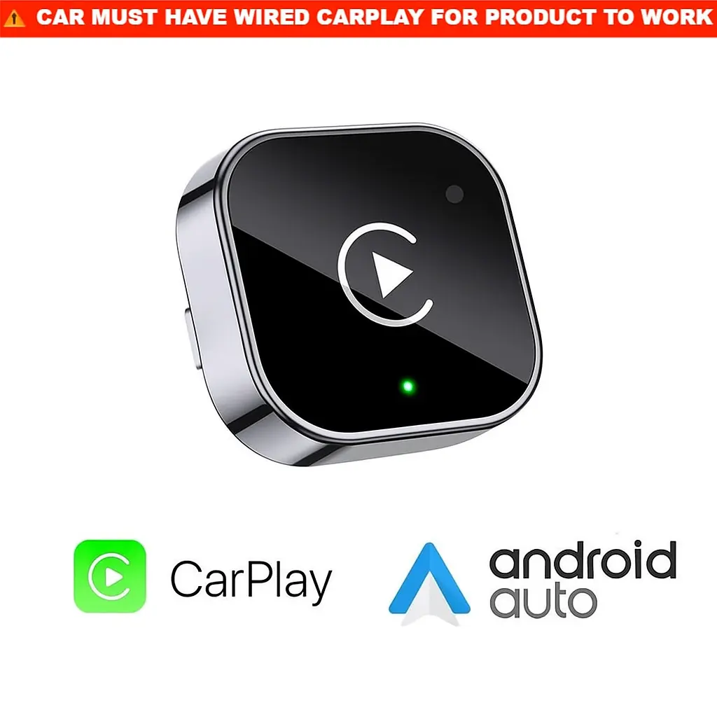 Wireless CarPlay Android Auto Adapter for iPhone Android Fast Connection No Latency Hands-Free Call Compatible with Wired CarPlay or Android Auto